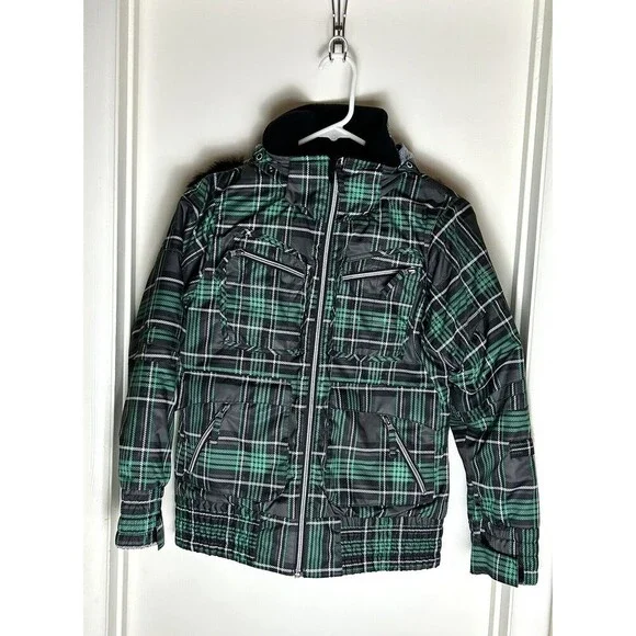 Triple nickel 555 Girl Green Plaid Puffer Jacket‎ Size 12 SKU BR650 - Picture 12 of 14